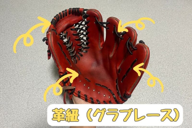 革紐の紹介（捕球面）