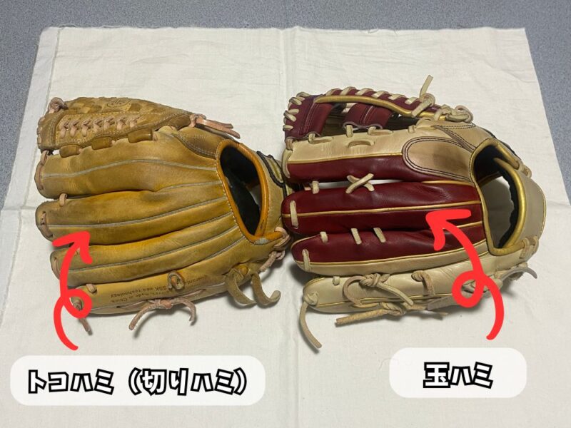 グローブのハミダシ（トコハミと玉ハミ）の違い